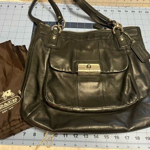 Coach Black 100% Leather Kristen Zippered Top Handbag